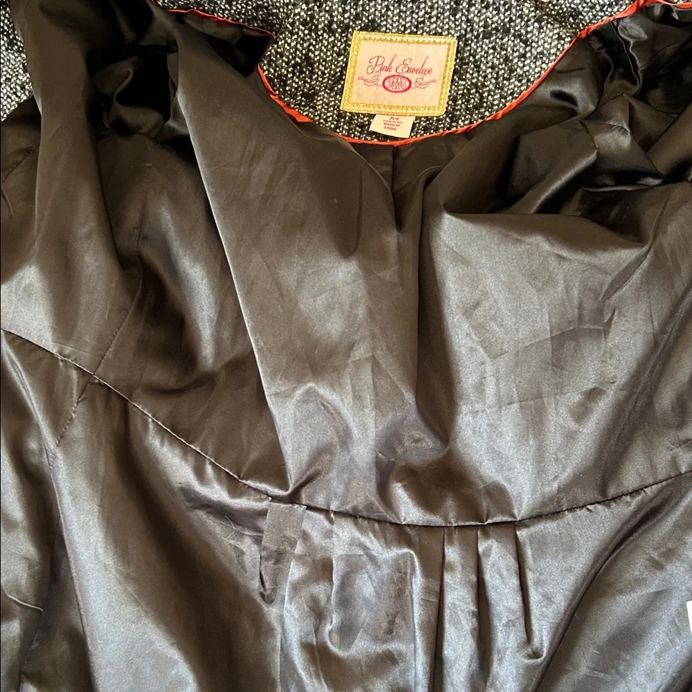 Pink Envelope Black and WhiteTweed Pea Coat size M - Picture 11 of 12